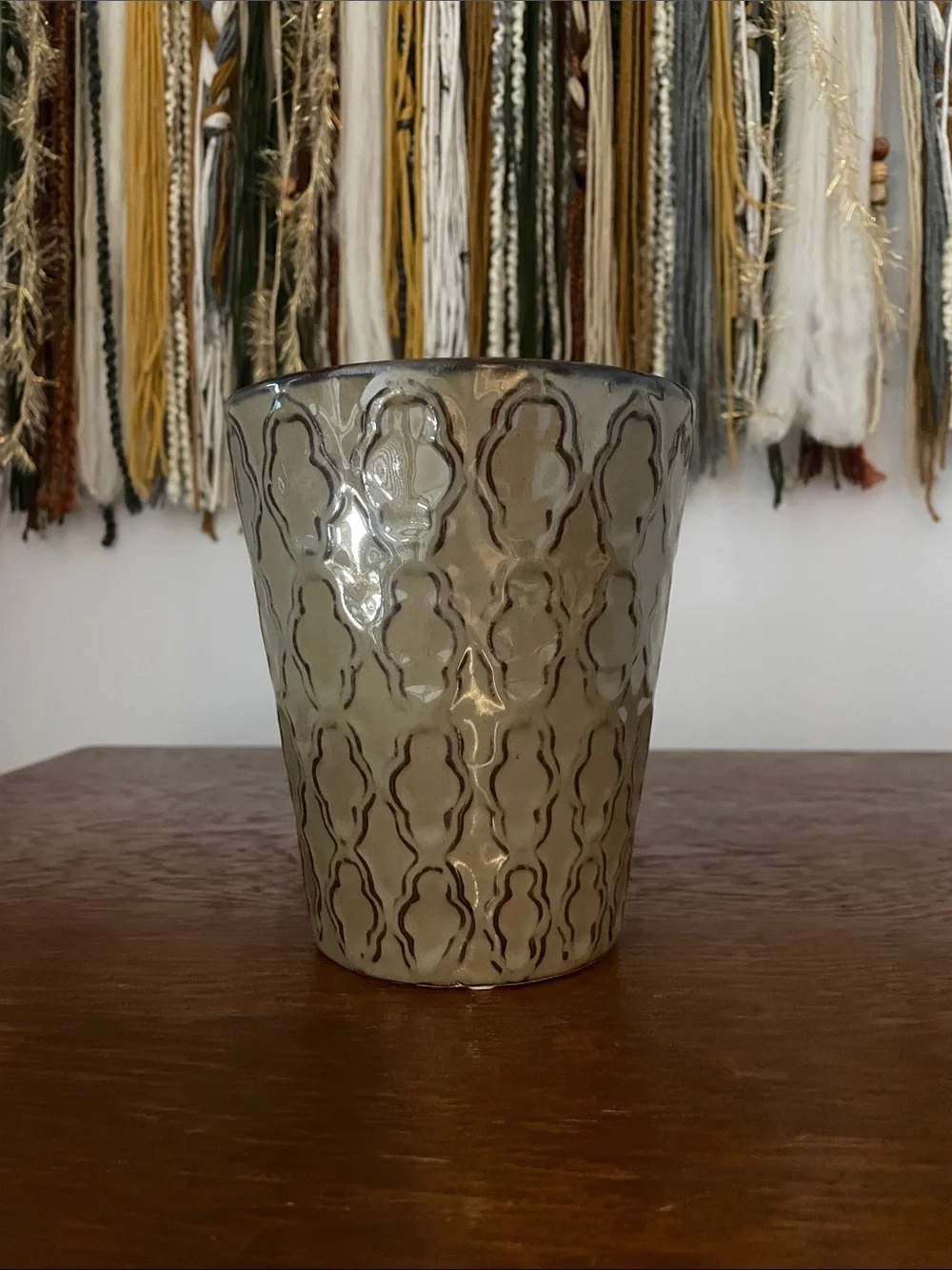 Embossed green- brown  Decorative vase